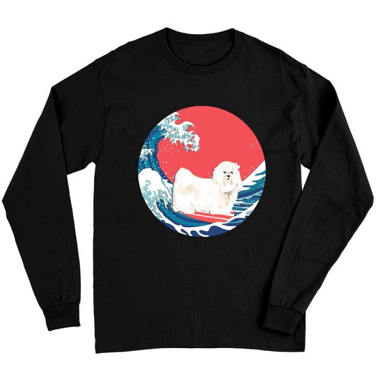Discover Surfing Maltese Copy Long Sleeve T-Shirt - Ideal Gift for Maltese Lovers