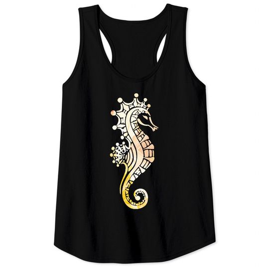 Discover Nature Lovers T- Shirt Seahorse Pattern T- Shirt Tank Tops
