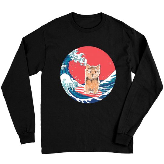 Discover Norfolk Terrier Gifts Long Sleeve Shirt - Ocean Waves Surfing Design