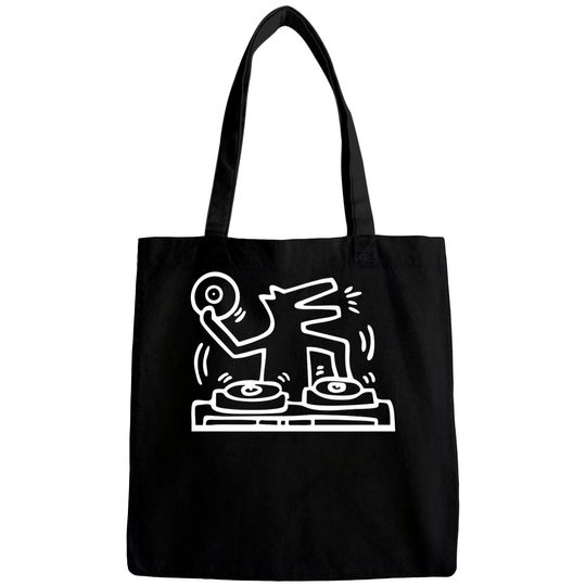 Discover Keith lovers haring - outline dj dog white - Keith Lovers Haring Outline Dj Dog Whit - Bags