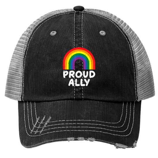 Discover Proud Ally Gay Rainbow Pride Flag Lgbtq Support Classic Trucker Hats