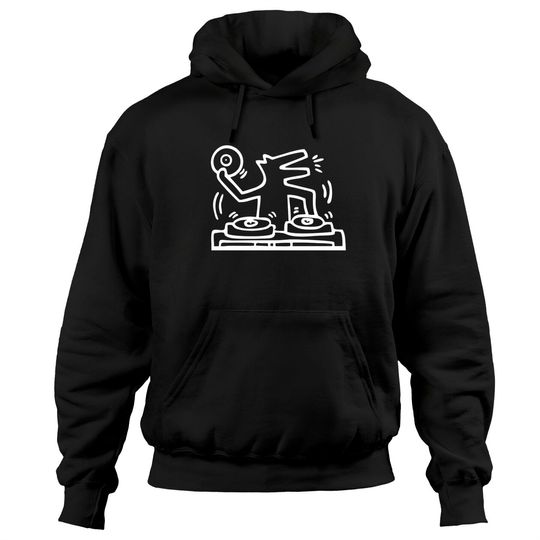 Discover Keith lovers haring - outline dj dog white - Keith Lovers Haring Outline Dj Dog Whit - Hoodies