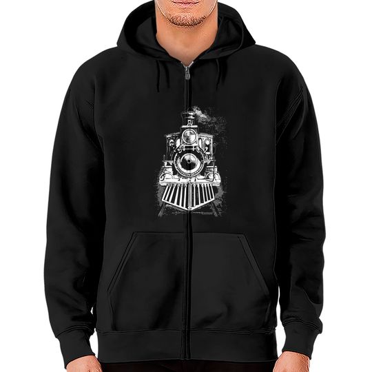 Discover Vintage Locomotive Steam Engine Railroad Trains Zip Hoodies