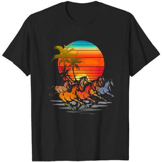Discover Horses H O R S E S V I N T A G E S U N R I S E T-Shirt