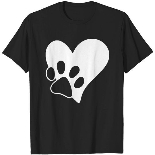Discover Dog Paw Love Heart Print T-Shirt for Dog Lovers