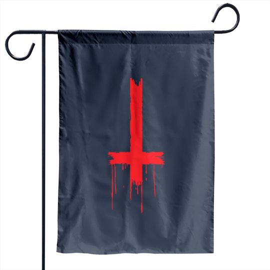 Discover Satan - upside down inverted satanic cross Garden Flags