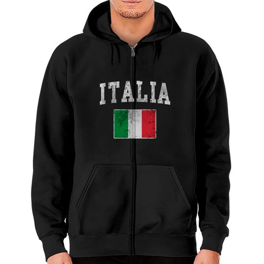 Discover Vintage Italia Italian Flag Italy Italiano Gift Te Zip Hoodies