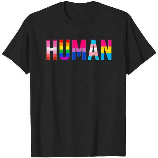 Discover Lgbt Pride H U M A N L G B T Flag Gay Pride Month Transgender T-Shirt