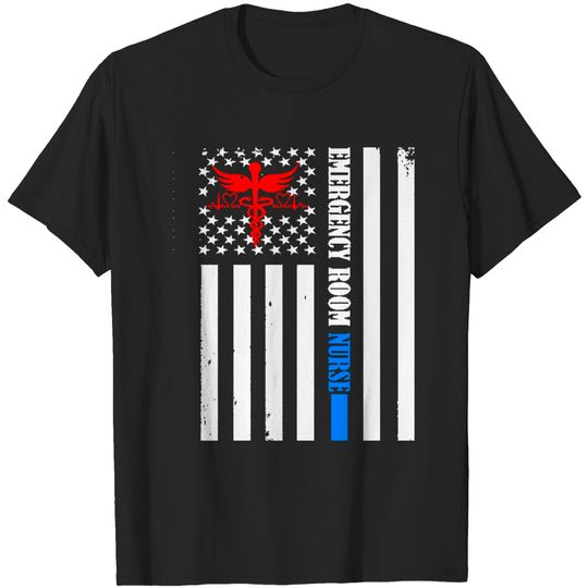 Discover Nurse Emergency Room Nurse U S Flag T-Shirt