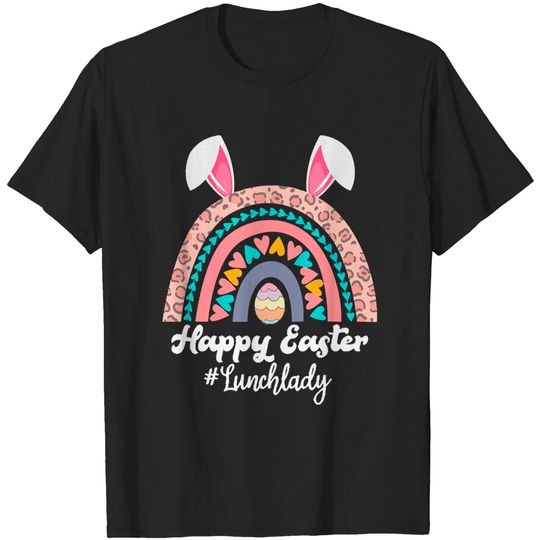 Discover Happy Easter Rainbow Bunny Lunch Lady T-shirt