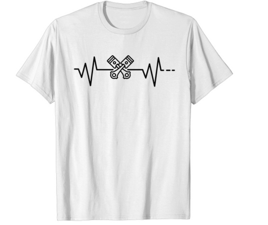 Discover Heartbeat piston push rod car engine engineering T-shirt