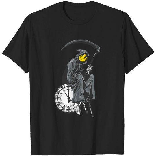 Discover banksy grim reaper clock T-shirt
