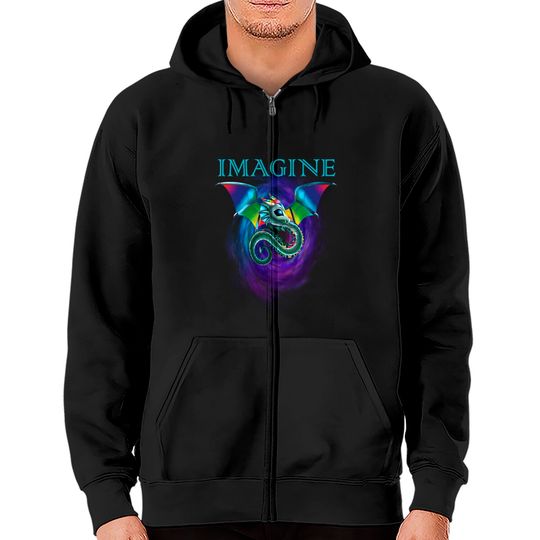Discover Imagine Fantasy Dragon Tattoo Youth Magical Wings Boys Men Premium Zip Hoodies