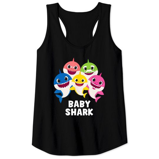 Discover Pinkfong Baby Shark family Tank Tops with text