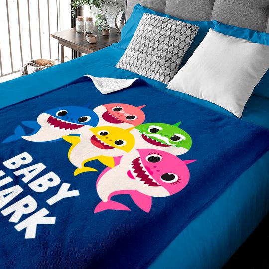 Discover Pinkfong Baby Shark family Baby Blankets with text