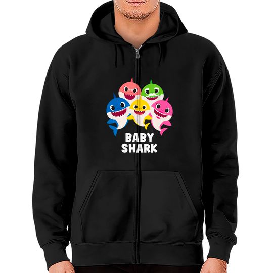 Discover Pinkfong Baby Shark family Zip Hoodies with text