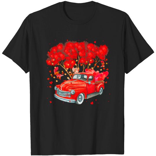 Discover Funny Gift For Family Members Red Truck Happy Valentines Day Cute Valentine Shirt For Couples Men And Women T-Shirts