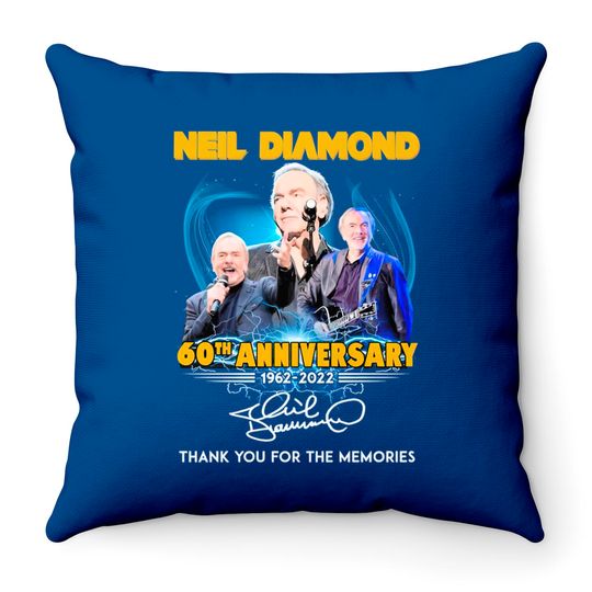 Discover Neil Diamond 60th Anniversary Signatures Throw Pillow - Vintage Fan Gift