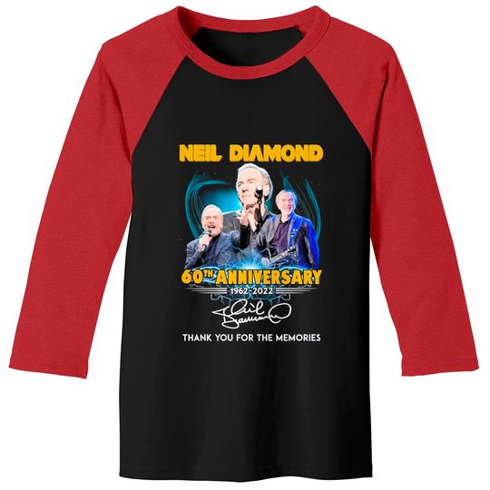 Discover Neil Diamond 60th Anniversary Signatures Baseball Tee - Vintage Fan Gift
