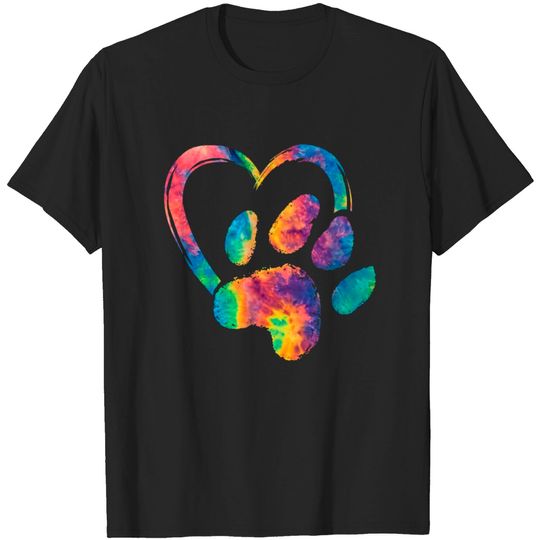 Discover Pawprint Tie Dye Rainbow Inspired Dog Paw Print T-shirt