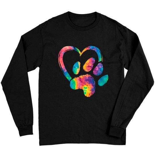 Discover Pawprint Tie Dye Rainbow Inspired Dog Paw Print Long Sleeves