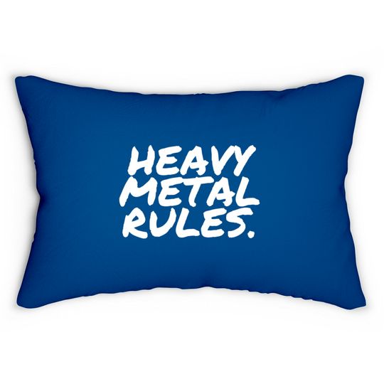 Discover HEAVY METAL RULES. (white letters on black) Lumbar Pillows