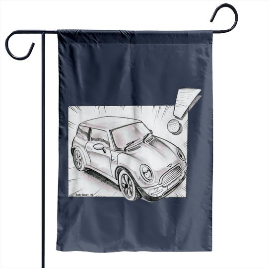 Discover Mini Cooper pencil sketch - Mini Cooper - Garden Flags
