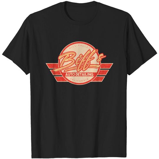 Discover Biff's Auto Detailing in Distressed Red - Back To The Future - T-Shirt