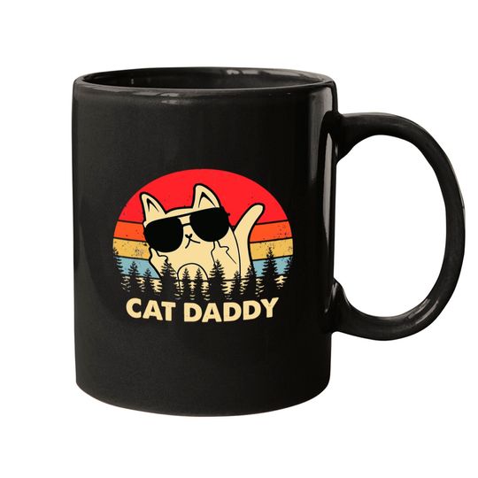 Discover Cat Daddy Vintage Eighties Style Cat Distressed Mugs