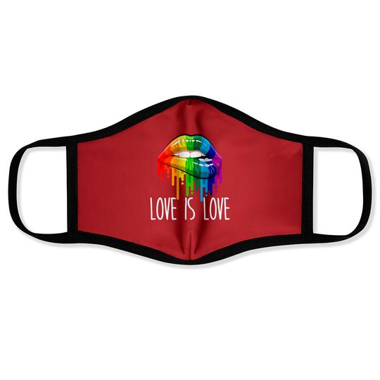 Discover Love Is Love Pride Face Masks Rainbow Lips LGBT Gay Lesbian Pride