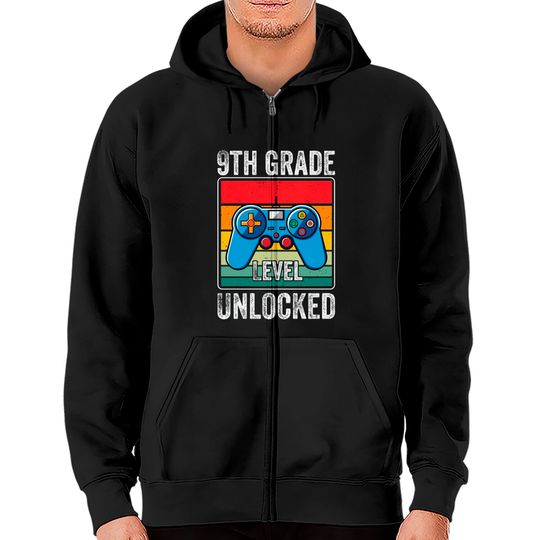 Discover 9th Grade Level Unlocked First year of High School Zip Hoodies