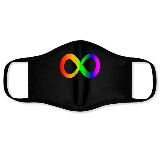 Discover autism infinity symbol// rainbow Face Masks