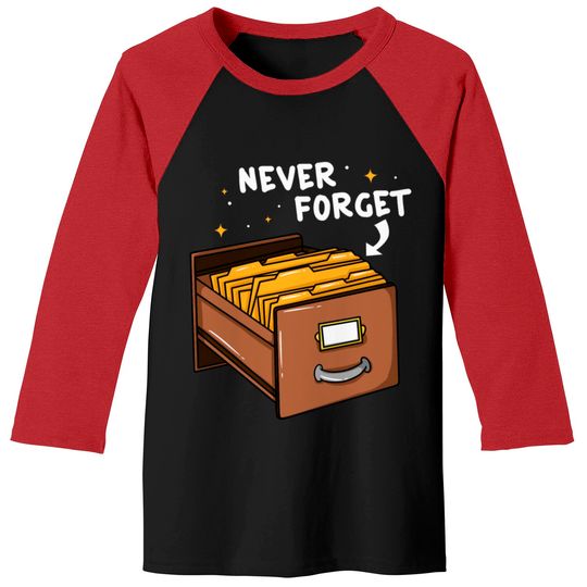 Discover Card Catalog Gift Library Librarian Baseball Tees