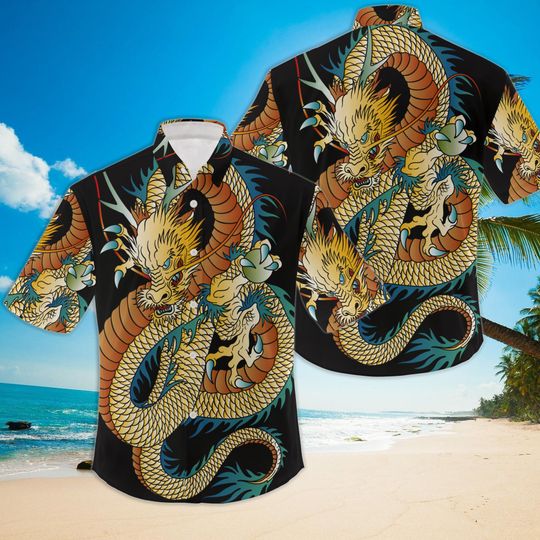 Discover Men's Casual Japanese Dragon Hawaiian Shirt