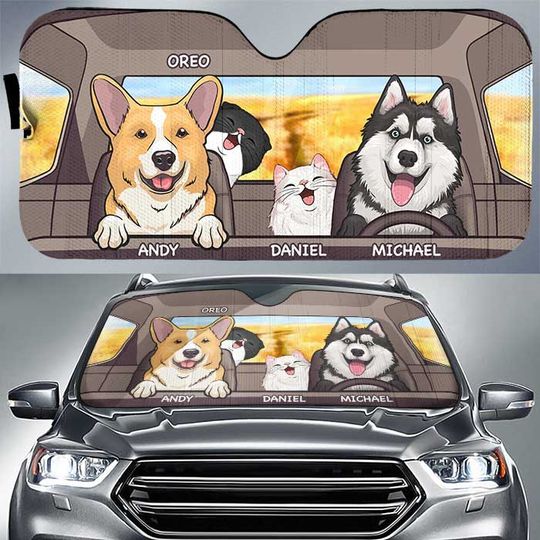 Discover Dogs And Cats - Personalized Auto Sunshade - Gift For Pet Lovers
