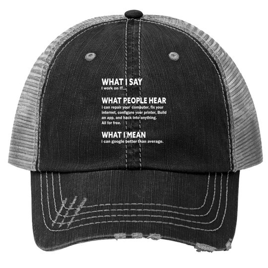 Discover Funny Nerds, Computer & IT Tech Programmer, Developer Geek Trucker Hats