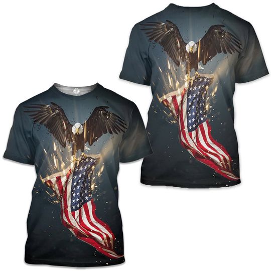 Discover Men's American Flag and Eagle 3D T-Shirt