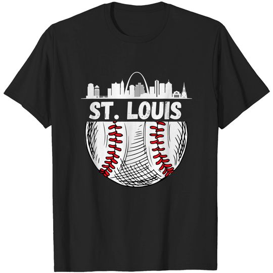 Discover Vintage St. Louis Baseball Skyline St. Louis Baseball T-Shirt