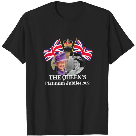 Discover Platinum Jubilee 2022 T-Shirt with Queen Emblem and Union Jack