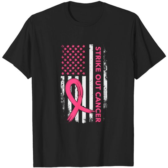 Discover Strike Out Cancer US Flag T-shirt