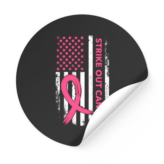 Discover Strike Out Cancer US Flag Stickers