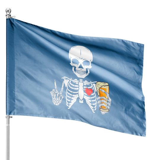 Discover Skeleton Skull Drinking Beer House Flags