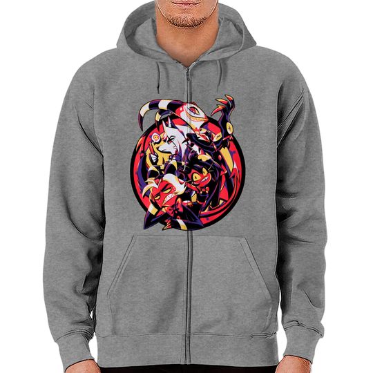 Discover Hazbin Hotel Merch Helluva Boss Group Zip Hoodies