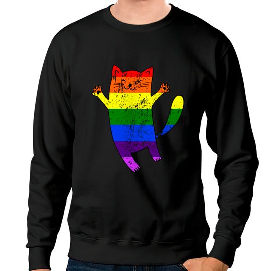 Discover Funny Cat Pride Flag Sweatshirt for LGBT Pride Month