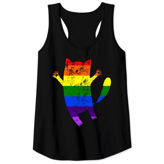 Discover Funny Cat Pride Flag Tank Top for LGBT Pride Month