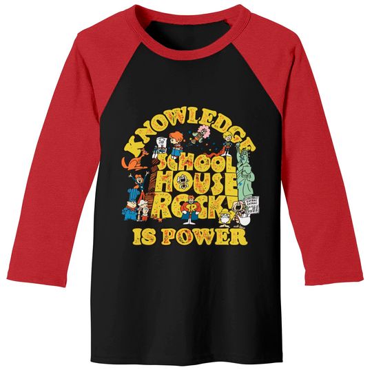 Discover Schoolhouse Rock Knowledge Is Power Logo Group Baseball Tees