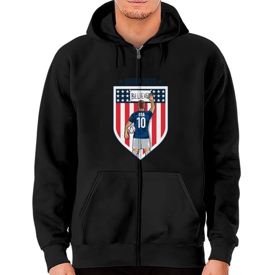 Discover USA world cup 2022 Zip Hoodies,USMNT Believe Ted Lasso Qatar 2022 USA Soccer Zip Hoodies