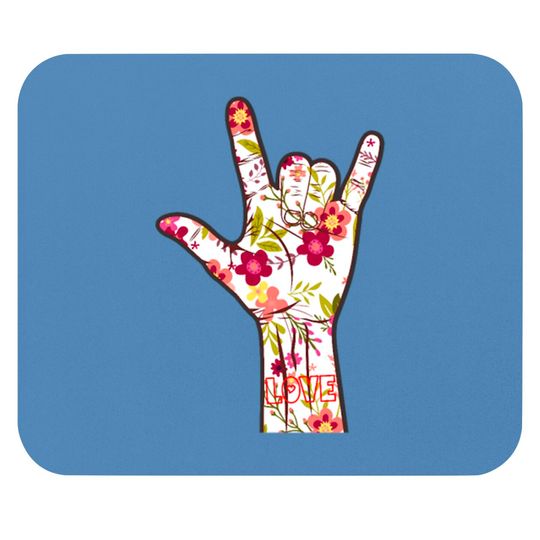 Discover I Love You Sign Language ASL Lovely Floral Gift Mouse Pads