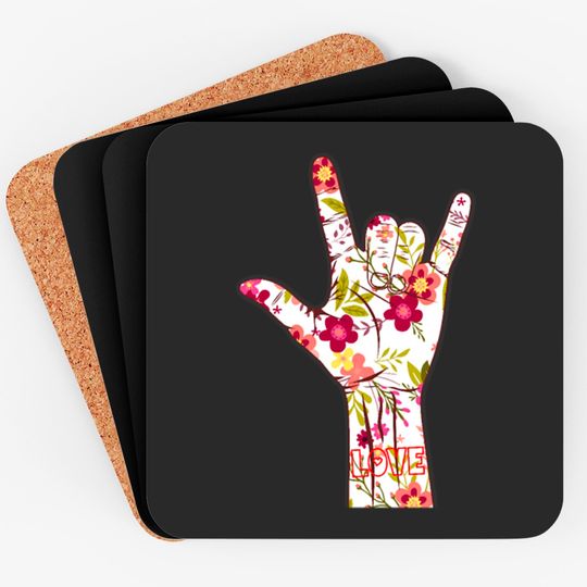 Discover I Love You Sign Language ASL Lovely Floral Gift Coasters