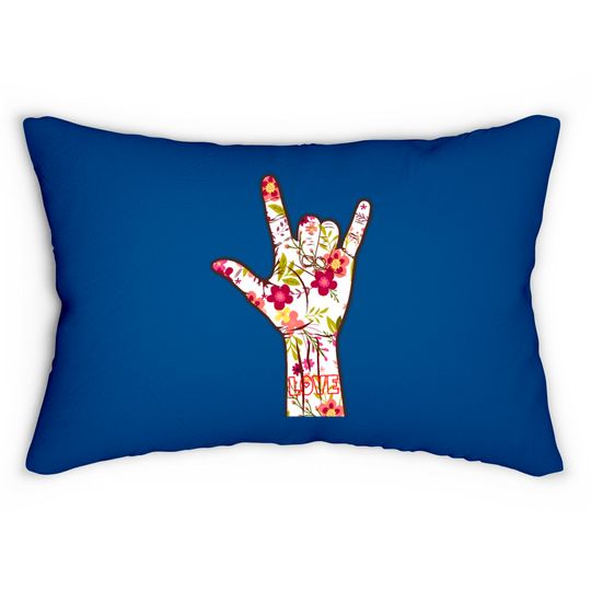 Discover I Love You Sign Language ASL Lovely Floral Gift Lumbar Pillows